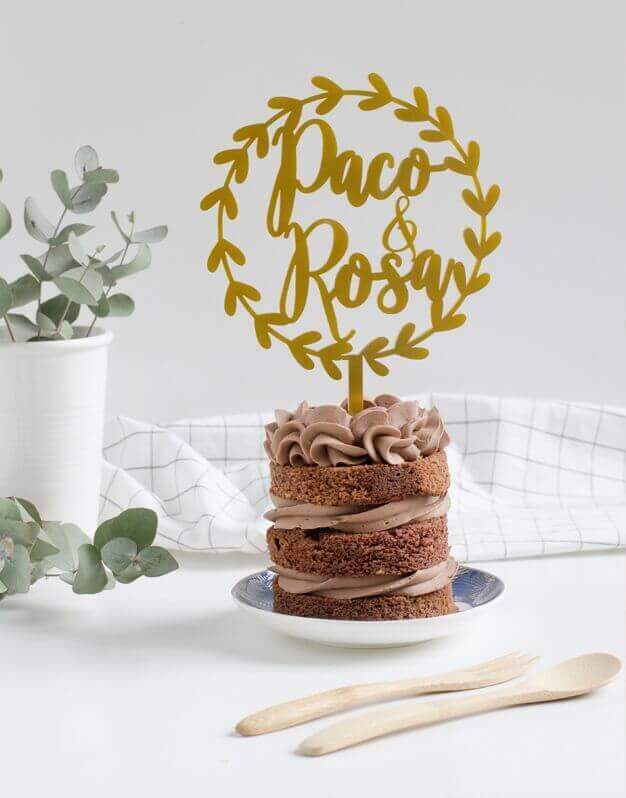 Cake toppers con nombres personalizados corona perfecto para adornos de tartas de boda.