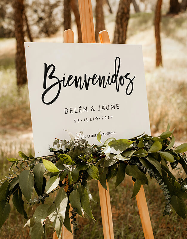 Cartel horizontal bienvenidos personalizado para boda