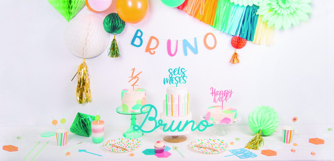Una fiesta de medio año seis meses para Bruno, descubre la inspiración para preparar una fiesta de medio año a todo color en este post de Knots.