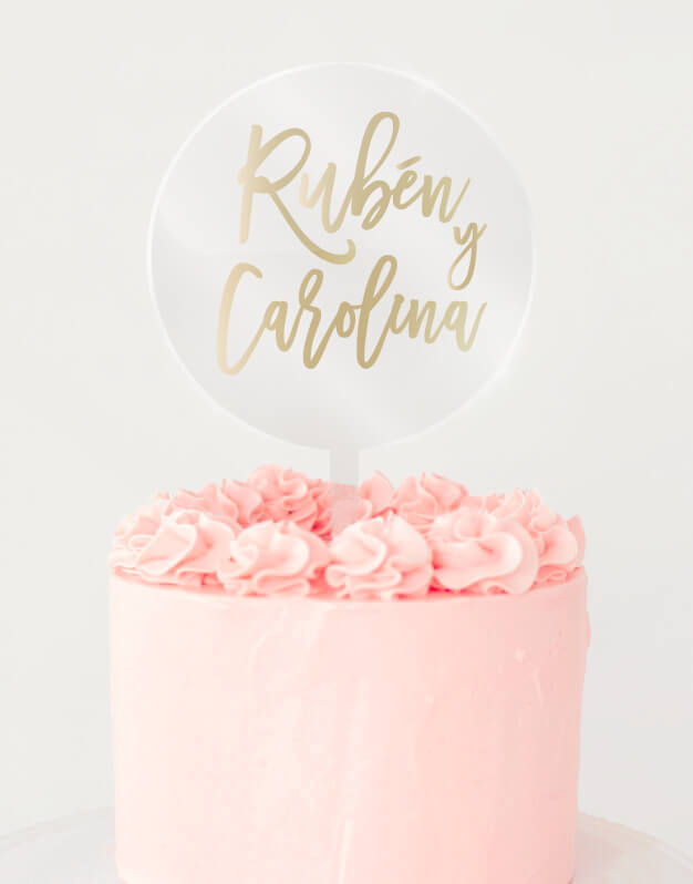 Nombres Saguaro Circular cake topper adornos para tarta boda o para una celebración romántica. Una propuesta original para sorprender en vuestro día especial.