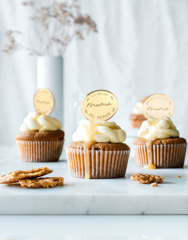 Cartelito la mejor Mamá para cupcake Set 6 uds. Diseño en forma de medalla para felicitar a mami. ¡Mira las ideas para el Día de la Madre!