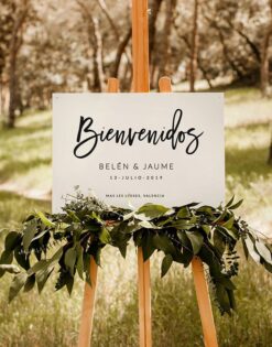Cartel horizontal bienvenidos personalizado para boda Saguaro