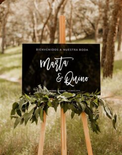 Cartel rectangular horizontal personalizado para boda