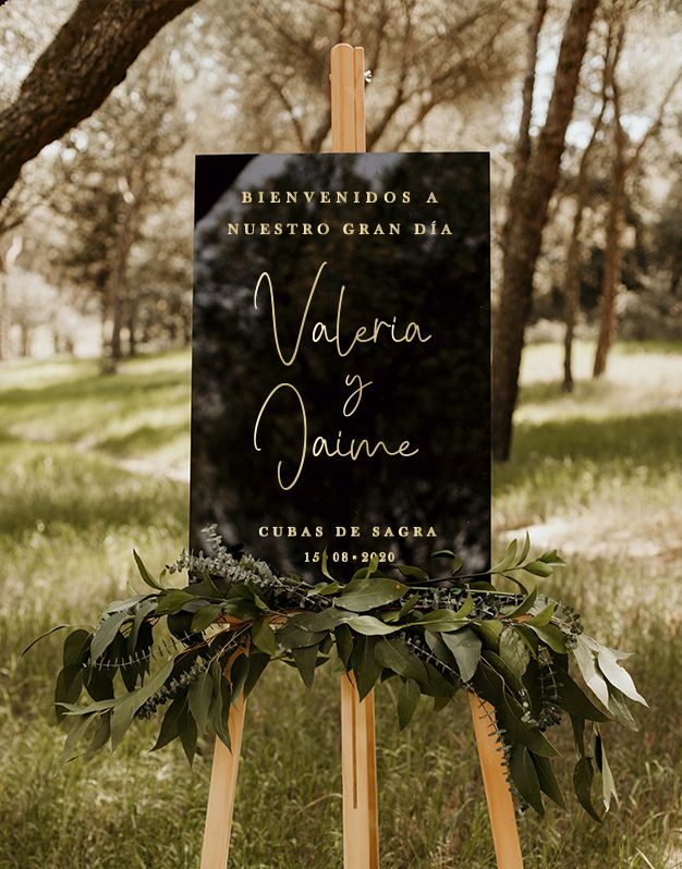 Cartel rectangular personalizado vertical para boda Script