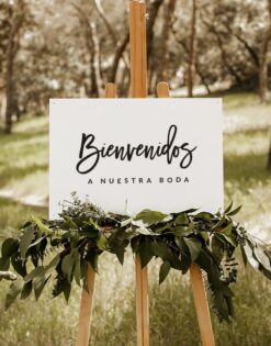 Letrero Bienvenidos a nuestra boda horizontal