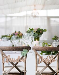 Set Carteles nombres novios para sillas