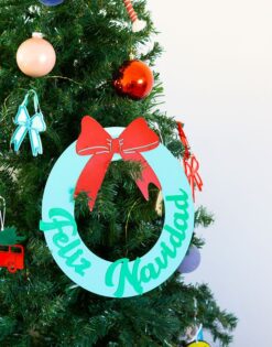 Corona circular Feliz Navidad en colores