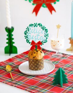 Cake topper Felices Fiestas corona Navidad
