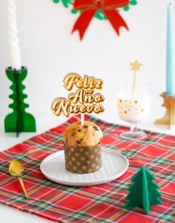 Cake topper Feliz Año Nuevo 70s