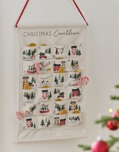 Calendario de Adviento Tela ilustración navideña