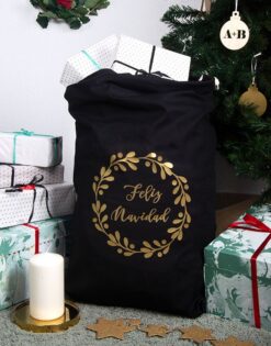 Saco Feliz Navidad + nombre personalizado